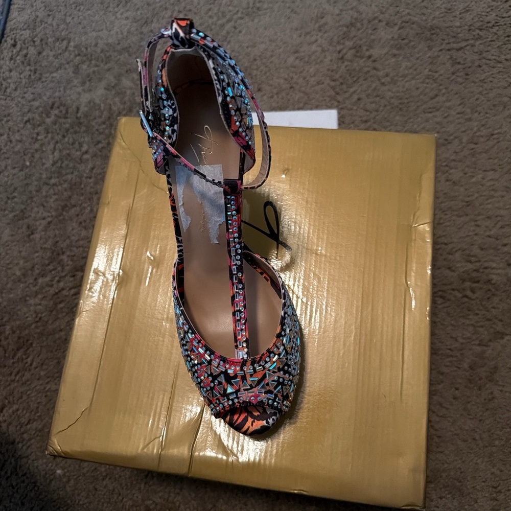 Thalia Sodi Multicolor Beaded Heels